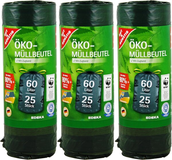 Müllbeutel 60 Liter | 12µ | 63 x 85cm | weiß | 1 Rolle 50 Stück
