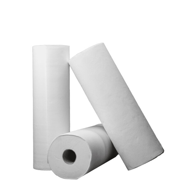 Ärztekrepp / Liegenabdeckrollen | 39 cm x 50 m | 2-lagig | weiß | perforiert auf 38 cm | 9 Rollen