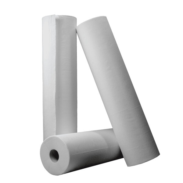 Ärztekrepp / Liegenabdeckrollen | 55 cm x 50 m | 2-lagig | weiß | perforiert auf 38cm | 9 Rollen