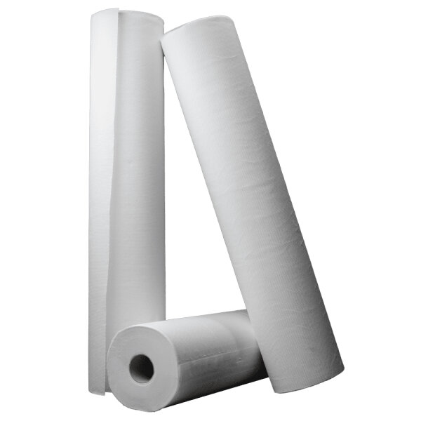 Ärztekrepp / Liegenabdeckrollen | 59 cm x 50 m | 2-lagig | weiß | perforiert auf 38cm | 9 Rollen