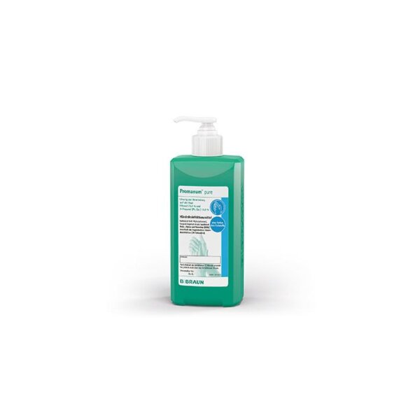 Promanum pure 500 ml Spenderflasche oval Händedesinfektion, mit aufgesetzter Dosierpumpe