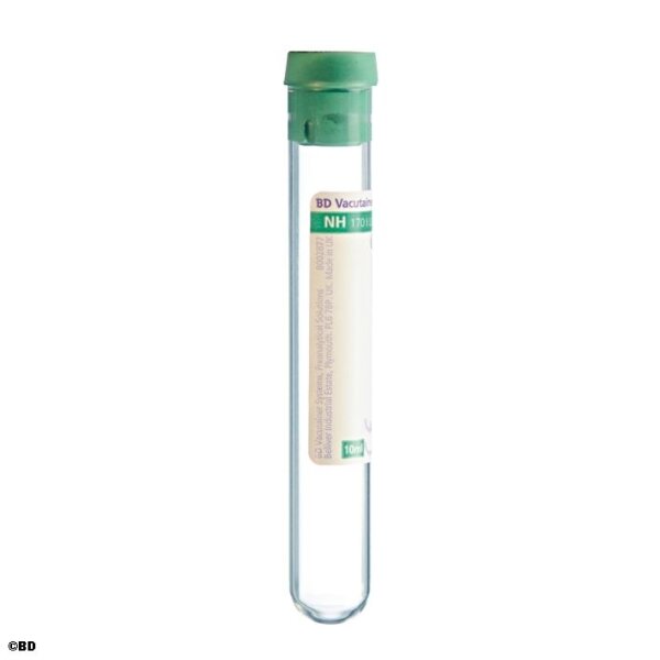 BD Vacutainer Plasmaröhrchen aus Glas, 17 IU Natrium-Heparin (100 Stck.) mit konventionellem Verschluss