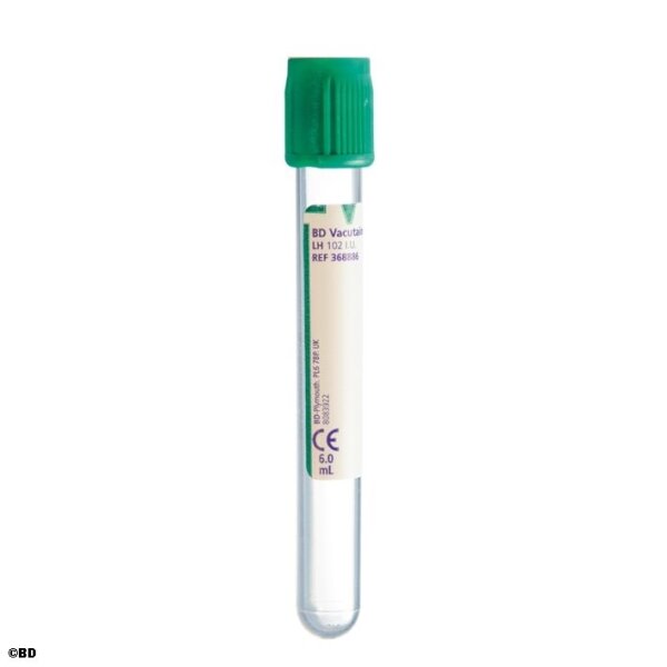 Vacutainer Plasma-Röhrchen | grün 6 ml | PET |  Li.Heparin (17 IU/ml) | 100x13mm | 100 Stück