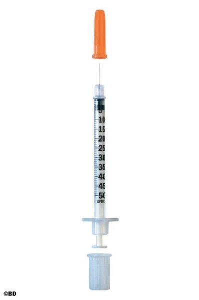 BD Micro-Fine+ Insulinspritzen 0,5 ml, U-100 (100 Stck.) mit Kanüle 0,33 x 12,7 mm