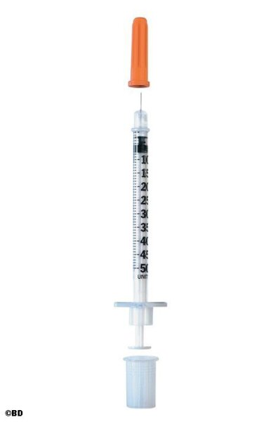 Microfine U-100  0,5 ml | 0,3 x 8mm | mit eingeschweißter Kanüle | 100 Stück