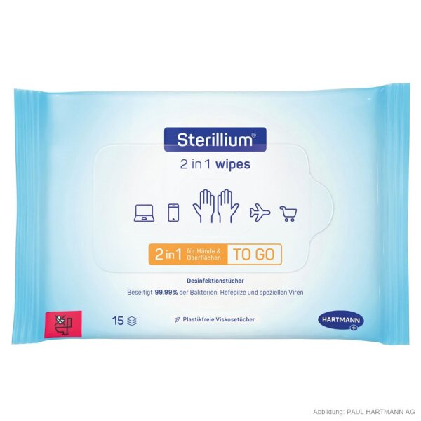 Sterillium 2in1 wipes (15 Tücher), Desinfektionstücher zur Hände- und und Flächendesinfektion