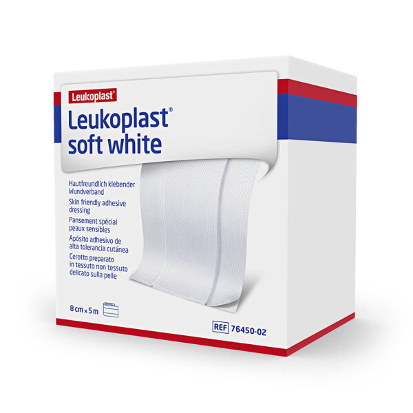 BDF Leukoplast soft white | Injektionspflaster | 5m x 8cm | weiß | 1 Rolle