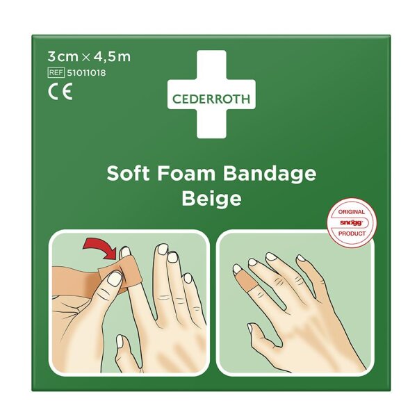 Cederroth Soft Foam Bandage Beige selbstklebendes Pflaster 3 cm x 4,5 m