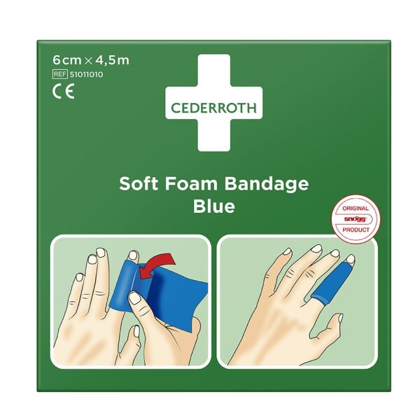 Cederroth Soft Foam Bandage Blue selbstklebendes Pflaster 6 cm x 4,5 m