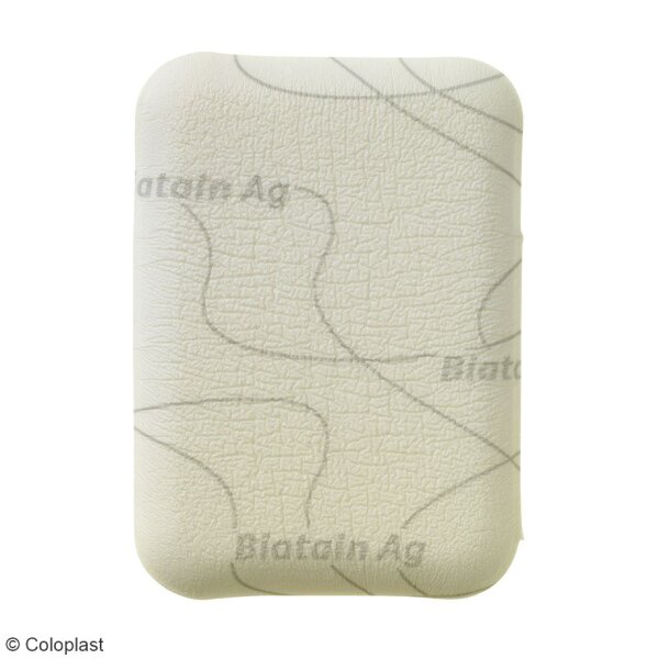 Biatain Ag Schaumverband mit Silber, steril, 5 x 7 cm (5 Stck.) nicht-haftend