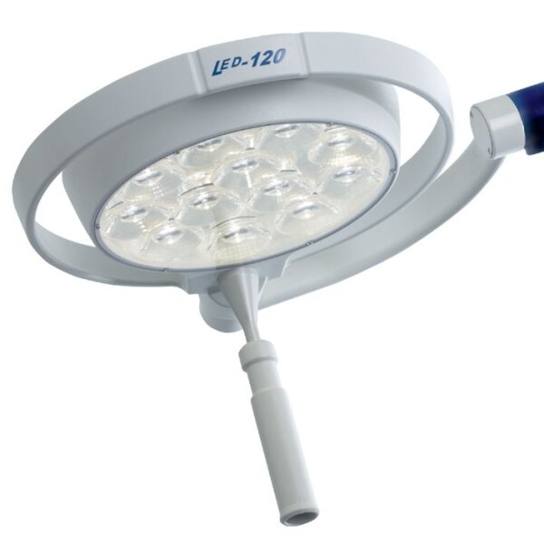 Mach LED 120 F (fokussierbar) Untersuchungsleuchte Stativmodell, auf 5-Fuß-Stativ, Kurzarmgelenk,  inkl. Netzteil im Stativ montiert