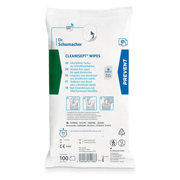 Cleanisept Wipes | alkoholfrei | 14 x 20 cm | 100 Tücher im Nachfüllpack