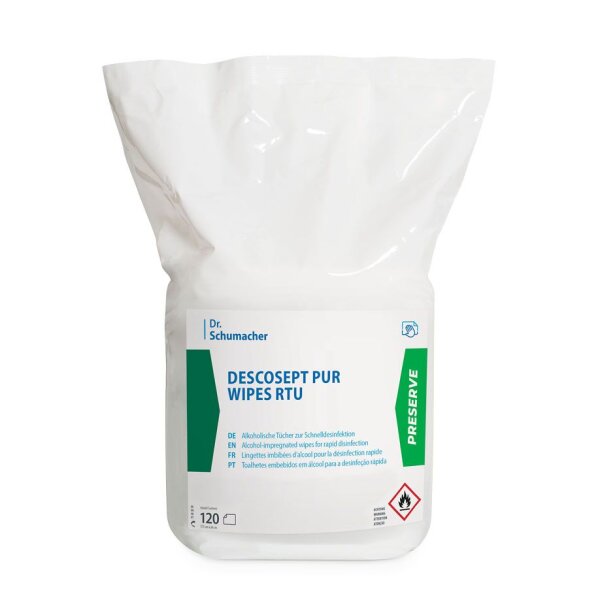 Descosept Pur Wipes RTU | 17,5 x 36cm | 120 Tücher im Nachfüllbeutel |