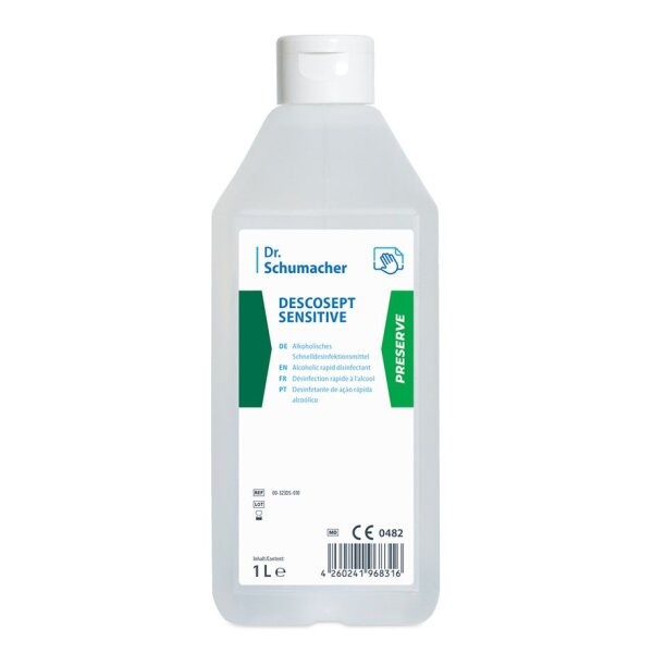 Descosept Sensitive | alkoholische Fläschendesinfektion | gebrauchsfertig | 1 Liter Descoflexflasche