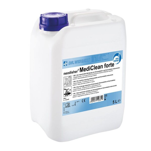 neodisher MediClean forte 5 Ltr. Instrumentenreiniger, EURO-Kanister ACHTUNG: Passend für die Kanisterkonsole der Dosiergeräte für Desinfektionsmittel !!  * nur für den professionellen Gebrauch *