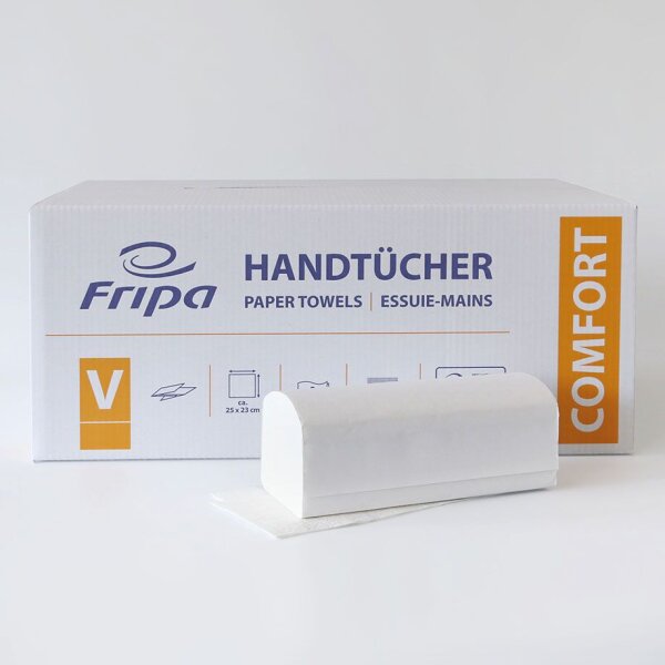 Fripa - Papierhandtücher Comfort Tissue, 2-lagig 25 x 23 cm (20 x 160 Stck.) hochweiß