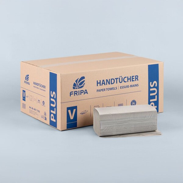 Fripa - Papierhandtücher Plus 1-lagig naturell 25 x 23 cm (20 x 250 Stck.) (= FRI 4011101)