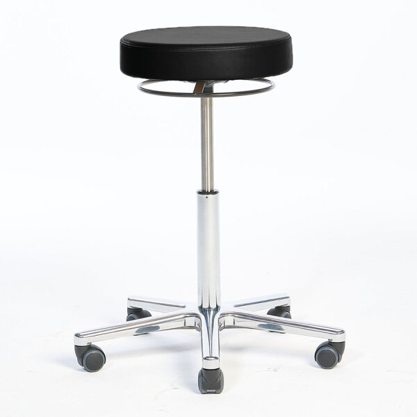 Arbeitshocker, Bezug compact schwarz, Höhenverstellung 57 - 76 cm mit Ringauslösung, ohne Fußring  (Strecke)