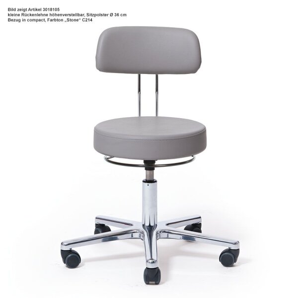Arbeitsstuhl mit großer Rückenlehne Höhenverstellung 49 - 61 cm mit Ringauslösung, ohne Fußring  (Strecke)