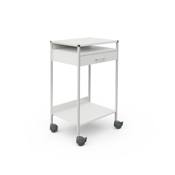 Steharbeitsplatz/Laptop-Wagen 08/16 Wagen 60, weiß