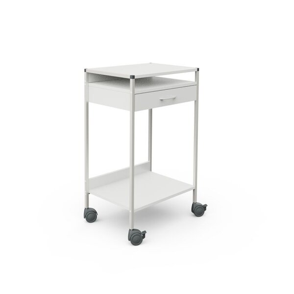 Steharbeitsplatz/Laptop-Wagen 08/16 Wagen 45, weiß