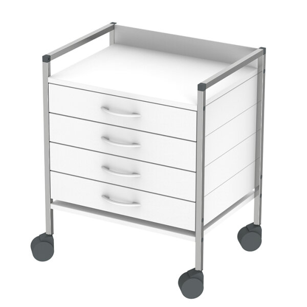Variocar 60 Basiswagen, 833 mm hoch, mit 4 Schubladen, weiß