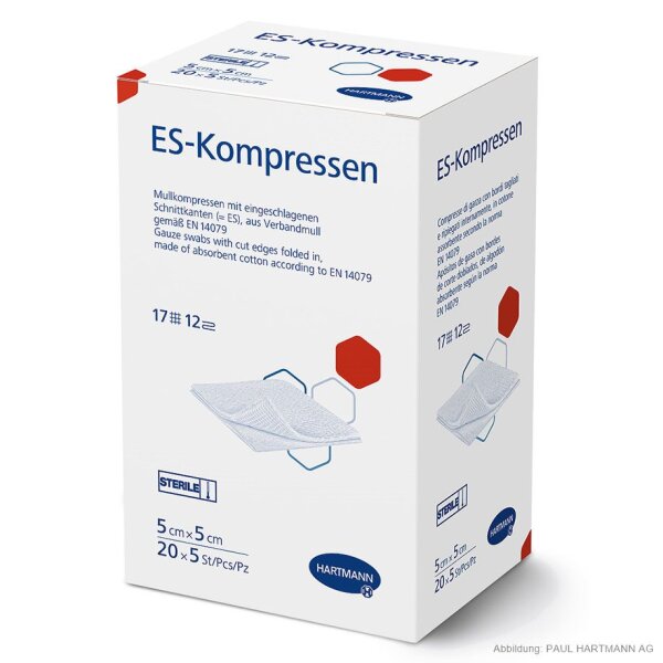 Hartmann ES-Kompressen | 12-fach | steril | 7,5 x 7,5cm | 20 x 5 Stück