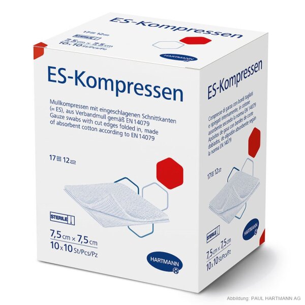 Hartmann ES-Kompressen | 12-fach | steril | 7,5 x 7,5cm | 10 x 10 Stück