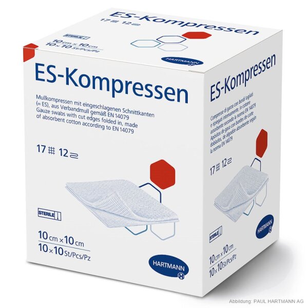 Hartmann ES-Kompressen | 12-fach steril 10 x 10 cm | 10 x 10 Stück