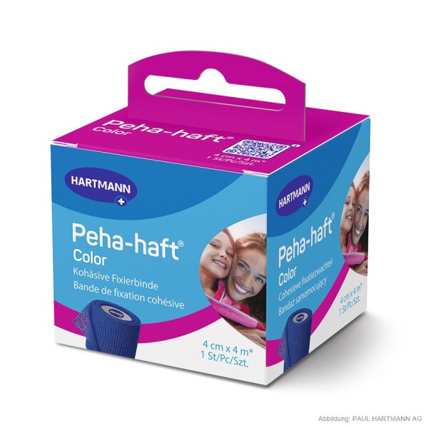 Hartmann Peha-haft Color kohäsive, elastische Fixierbinde | latexfrei | 4cm x 4m | blau | 1 Stück