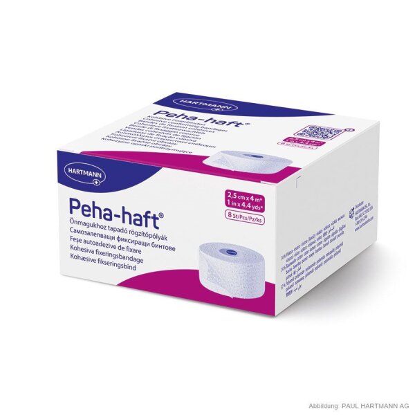 Hartmann Peha-haft kohäsive, elastische Fixierbinde | latexfrei | 2,5cm x 4m | weiß | 8 Stück lose