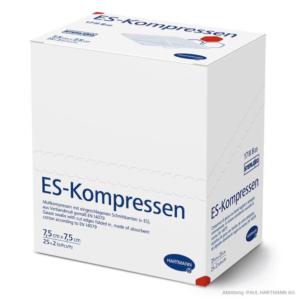 Hartmann ES-Kompressen | 8-fach | steril | 7,5 x 7,5cm | 25 x 2 Stück