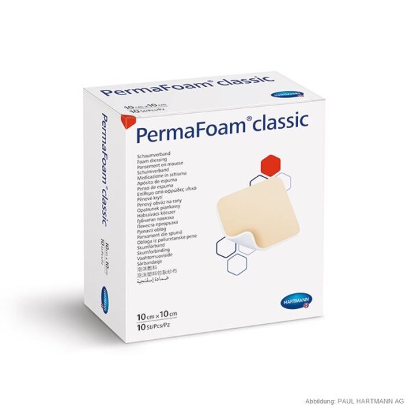 PermaFoam Classic Schaumverband steril, 10 x 10 cm (10 Stck.)