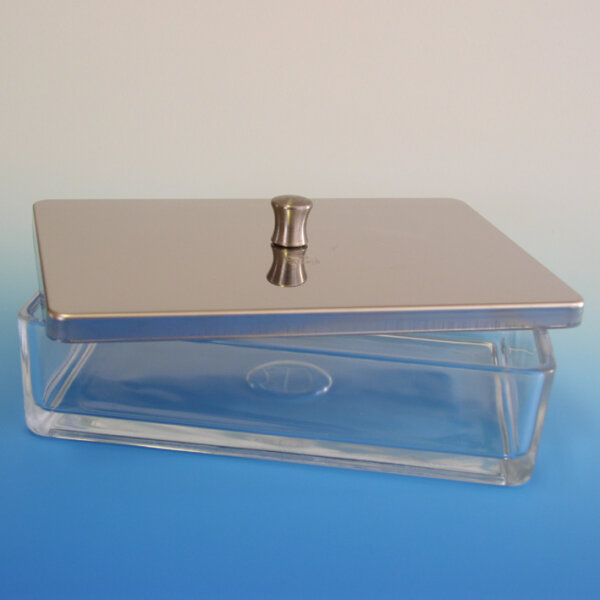 Glasschale mit Edelstahldeckel 20 x 10 x 5 cm