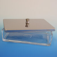 Glasschale mit Edelstahldeckel 20 x 10 x 5 cm