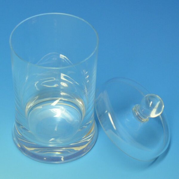 Glaszylinder mit Überfallglasdeckel mit Knopf ca. 10 x 10 cm Ø