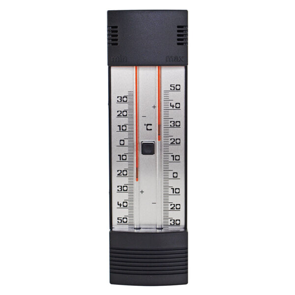 Maxima-Minima-Thermometer mit Drucktasten-Magnet, ohne Dach quecksilberfrei