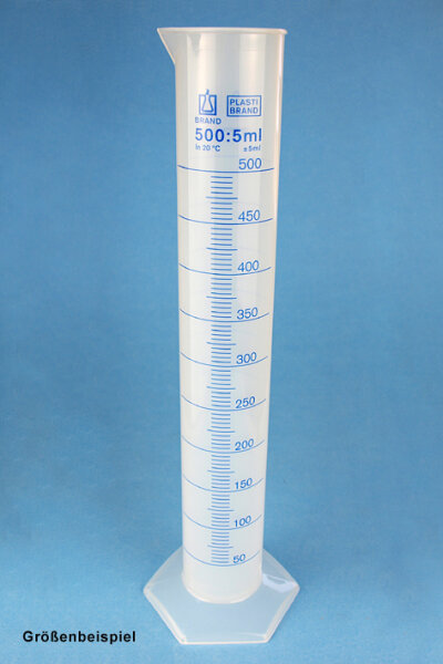 Messzylinder 250 ml, aus Polypropylen hohe Form, blau graduiert