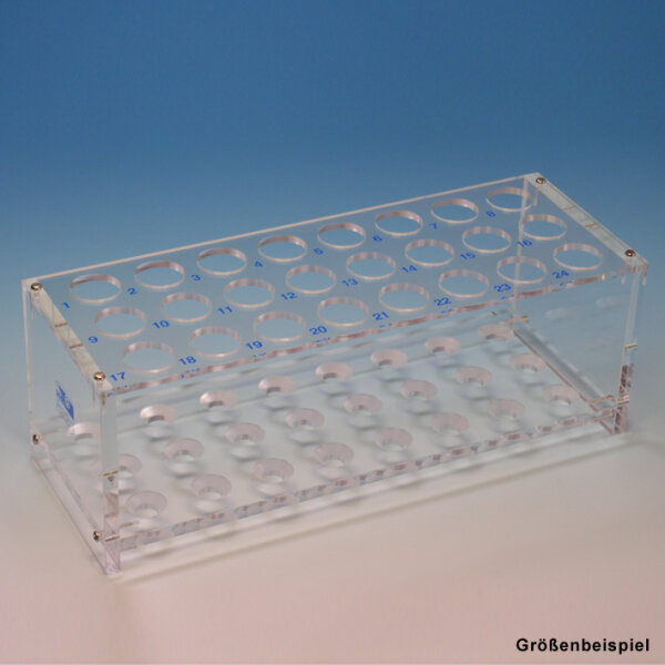 Reagenzglasgestell aus Plexiglas für 12 Gläser bis 18 mm Ø, ohne Stäbe
