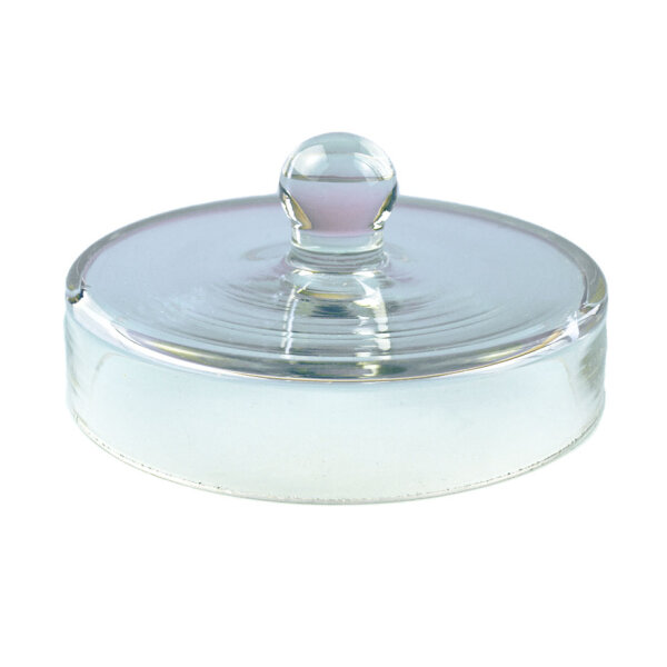 Überfalldeckel aus Glas mit Knopf 10 cm Ø