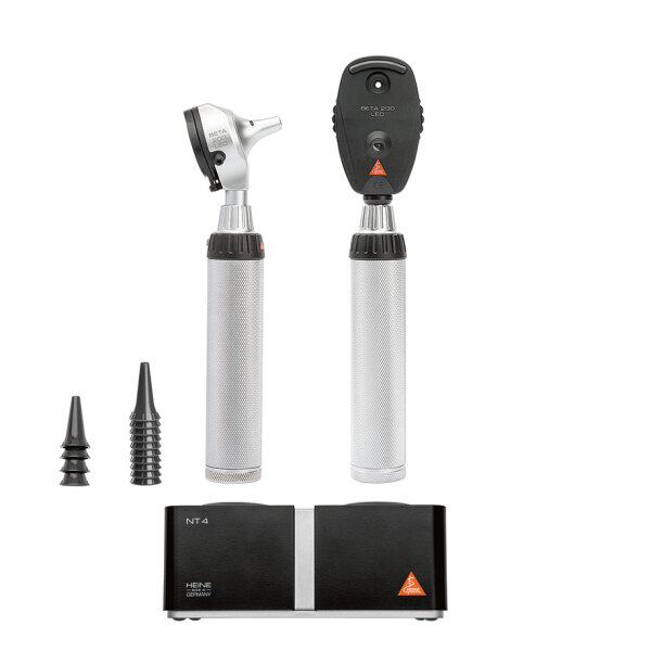 BETA 200 Ophthalmoskop/F.O.Otoskop LED Kit mit BETA4 NT Ladegrifffen und NT4 Tisch-Ladegerät