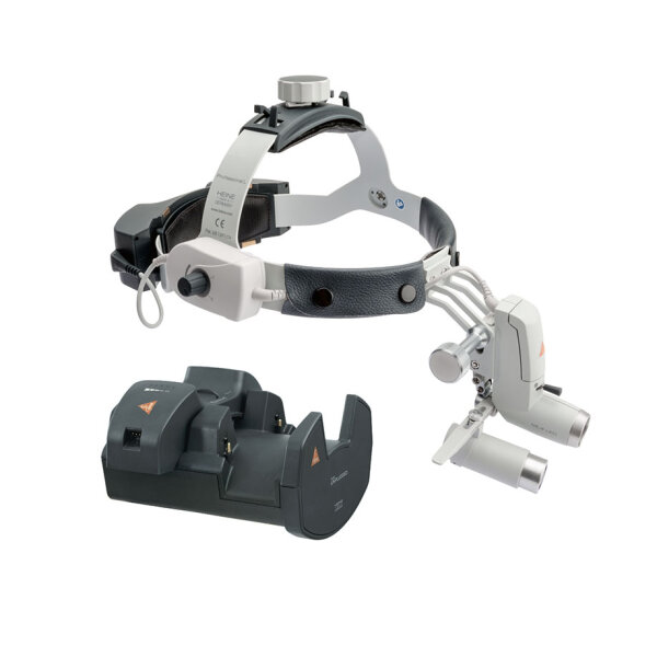 ML4 LED HeadLight Kit auf Kopfband Professional L mit 2x mPack UNPLUGGED, ohne S-GUARD, HRP Binokularlupe 3.5x/420 mm,   EN 50 UNPLUGGED Wand-Ladestation