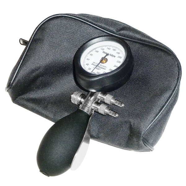 DuraShock DS54 Manometer allein Ø 50 mm, 2-Schlauch, mit Löffel und Luftablassschraube, ohne Manschette, im Etui