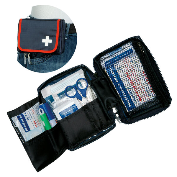 TRAVEL Erste-Hilfe-Verbandtasche blau/rot, 17 x 12 x 6 cm