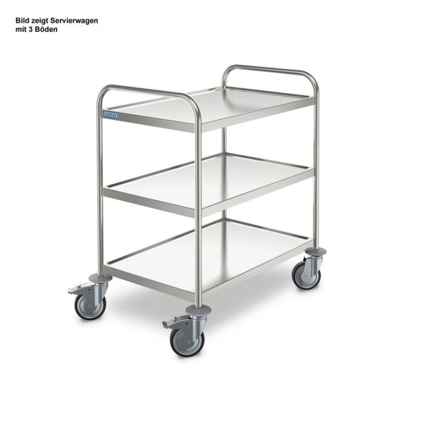 Medizinischer Servierwagen Edelstahl, mit 2 Böden 800 x 500 mm