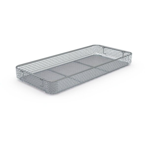 Siebschale 540 x 252 x 60 mm, mit Fallgriffen, Stapelrahmen, Edelstahl epoliert