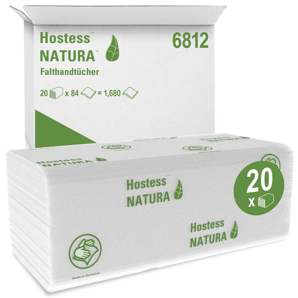 Hostess Natura Handtücher, 2-lagig, weiß, 50 x 25 cm (20 x 84 Bl.) Pal. = 28 Btl.