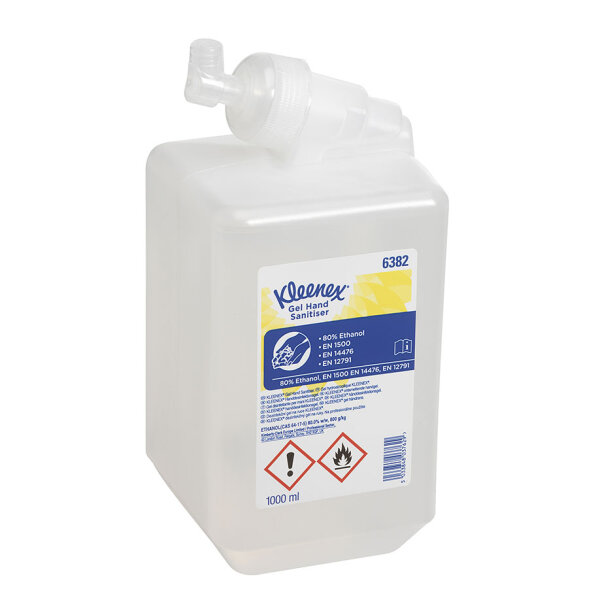 KLEENEX Handdesinfektionsgel auf Alkoholbasis, transparent (6 x 1 Ltr.) (Nachfüllpackung)
