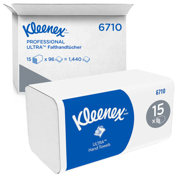 KLEENEX Ultra Falthandtücher medium, 3-lagig, weiß, 31,8x21,5cm (15 x 96 Bl.) Pal. = 32 Kart.