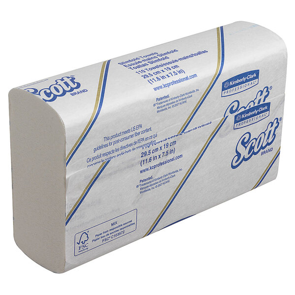 SCOTT Slimfold Handtücher, 1-lagig, weiß, 19 x 29,5 cm (16 x 110 Bl.) Pal. = 80 Kart.